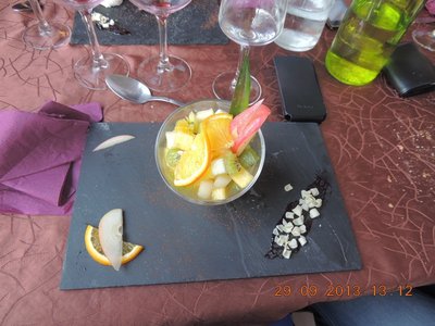 la salade de fruits, il y avait encore la crème brûlée...
